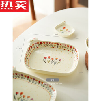 Tuojin jingdezhen ceramics particularly beautiful plates, household dishes, breakfast plates, western-style dinner plates, tableware, flat plates, military green