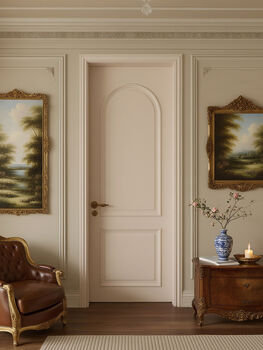 Pick up cat solid wood paint room bedroom white flat wooden door curved interior light french european retro style solid wood composite paint