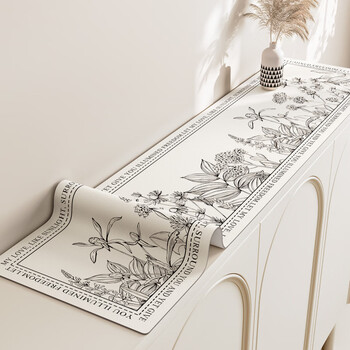 Caizhi tv cabinet tablecloth, high-end, simple style, sideboard protective mat, light luxury, waterproof, cuttable shoe counter top table *xia man flower* 40*200cm