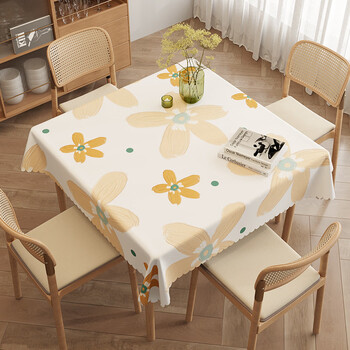 Pupan square tablecloth waterproof, oil-proof, no-wash and anti-scalding 2025 new dining table mat, coffee table tablecloth, pvc simple tablecloth, spring breath/printing 60x60cm, suitable for bedside table coffee table around 30cm