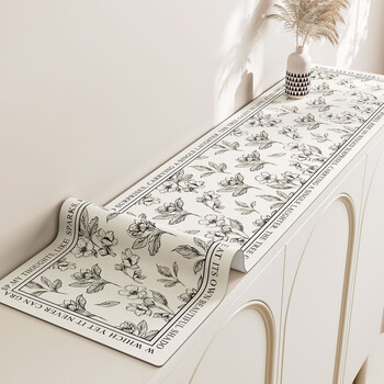 Caizhi tv cabinet tablecloth, high-end, simple style, sideboard protection mat, light luxury, waterproof, cuttable shoe counter top table *winter garden flower* 35*220cm