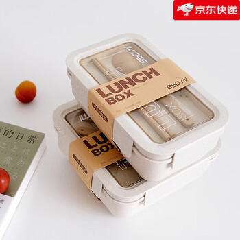 Perfect wheat straw lunch box microwave reheatable divided large capacity lunch box tip: the lunch boxes are equipped with chopsticks and spoons