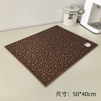 He jiagong milk tea shop drain mat coffee bean coffee bar mat non-slip mat coffee utensil storage mat milk tea shop coffee coffee bean style 50*40 cm coffee brown drain mat