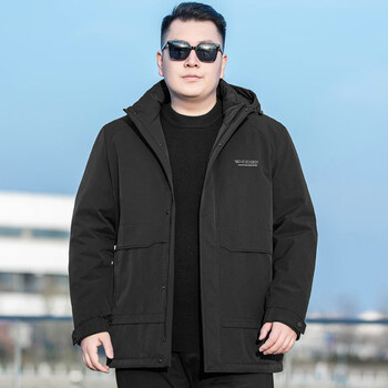 Hengyuanxiang new winter down jacket men's plus size coat middle-aged dad wear removable down liner cold-proof jacket black 58812 6xl (recommended 220-240 pounds)