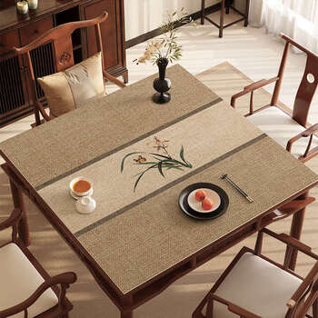 Yusenyi zen square tablecloth waterproof and oilproof no-wash dining table mat coffee table desktop protective mat tablecloth butterfly leaf 150cmx150cm high-end light luxury three-year warranty