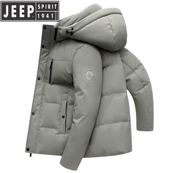 Jeep spirit quality goose down men's down jacket short 2025 new thickened goose down jacket casual winter jacket black m