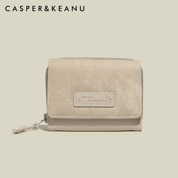 Other/other casper&keanu simple denim style wallet women's large capacity multi-functional three-fold student short wallet apricot