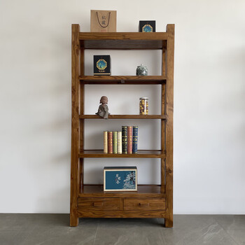 Bogu rack solid wood chinese-style old elm storage rack tea cabinet wabi-sabi style display rack display cabinet bookshelf customization style 1 100 long 35 deep 196 high