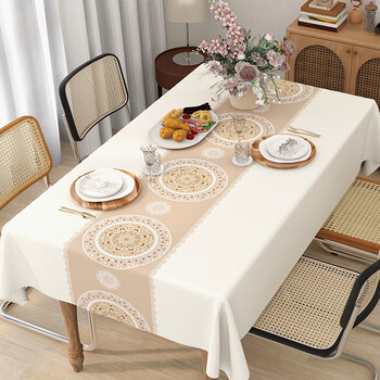 Fantasy tablecloth 2025 new style light luxury high-end waterproof and oil-proof home living room rectangular tablecloth coffee tablecloth tablecloth cai lun secret whisper champagne 120x170cm suitable for use on 80x130cm inner square table
