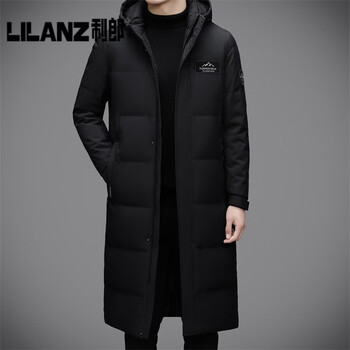Lilan 2025 winter new white duck down down jacket middle-aged men's business casual warm and cold-proof mid-length outer jacket black 60jxt55502 14xl (190)