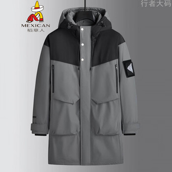 Scarecrow winter new national standard 90 white duck down plus fat large size medium and long down jacket men's thickened warm hooded three-proof impact. gray/black 88259od down jacket 5xl 210-230 catties