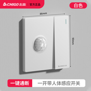 86 one-on dual control plus human body induction switch with light control intelligent delay panel for home use 220v white - one on + human body induction