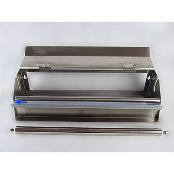 Kaooseen 304 stainless steel cling film holder with cover tinfoil oil paper cutter kitchen cling film storage rack