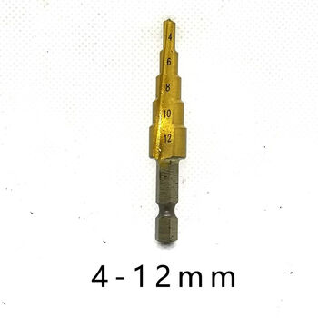 An junsheng pagoda drill bit adapter electric wrench special conversion head step drill bit iron plate stainless steel woodworking hole opener 4-12 straight slot