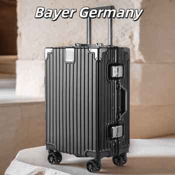 Ye yu german suitcase universal wheel trolley case aluminum frame strong and durable male and female large capacity student password box suitcase black warehouse straight hair ordinary 26-inch password lock