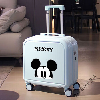 Ye yu trolley case boys cartoon suitcase girls boarding inch student password suitcase cute and lightweight mickey mint green 20 inch upgraded second generation thickened material with cup holder