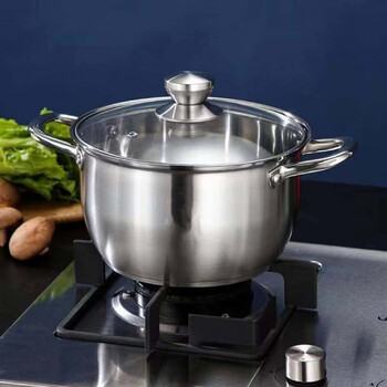 Tuojin german imported quality 304 stainless steel soup pot steamer thickened double bottom non-stick pot soup steamer cooking pot electromagnetic limited time sale 304 stainless steel_single layer double ear soup pot + glass 18cm