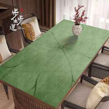 Yusenyi tablecloth waterproof and oil-proof no-wash table mat green lotus leaf living room desktop coffee table mat protective pad tablecloth lotus leaf q-elastic leather table mat 90x180cm q-elastic soft and easy to rebound