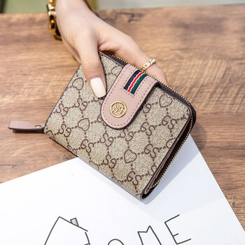 Other/other wallet folding 2025 new style genuine leather two-fold wallet women's short card holder all-in-one bag women's large capacity first layer cowhide pink (24 card slots upgraded anti-theft brush)