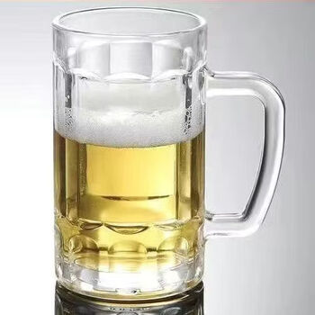 Chaosihui beer cup with handle household glass transparent large draft beer cup bar cup drinking cup thickened tea cup 400ml draft beer cup 48 pieces