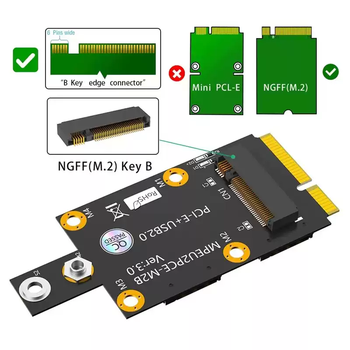 Ngffm.23g/4g/5g network card module to minipcie adapter card with dual nanosim card slots default