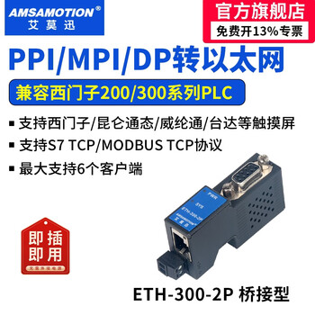 Emerson mpi/ppi/dp to ethernet db9-pin female port straight-through/bridge type communication s7-300/200plc serial port to network port module eth-300-2p eth-300-2p mpi/dp to ethernet bridge type