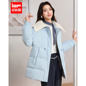 Ief/aiyifu 2025 winter new style french gentle style commuter versatile waist-warming down jacket blue s