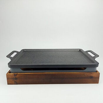 Fissler german imported high-quality grilled lamb chops plate heating insulation oven roasted lamb leg skewers alcohol insulation stove lamb skewers plate non-stick pan medium size 38*25*1.7cm