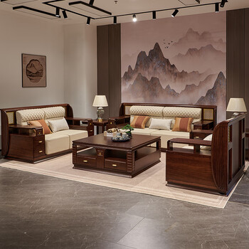 Congyou new chinese style sofa ebony wood sofa living room high-end chinese style solid wood sofa combination modern simple 1+2+3+ coffee table