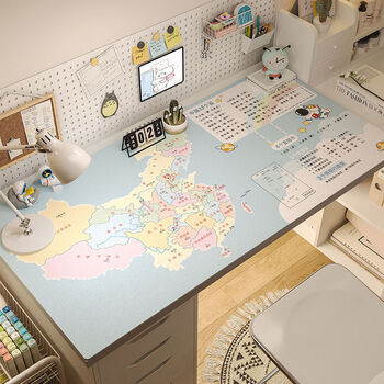 Fantasy desk mat washable study desk computer desk cloth 522 aerospace map + leather 80x140cm