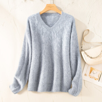 Tuhuang thick 26 count pure cashmere temperament v-neck lazy brushed soft and waxy 25 autumn and winter women's cashmere sweater tw892449