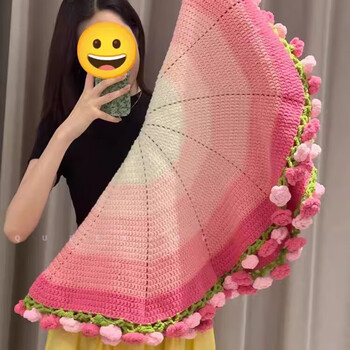 Queenjoy pointed rose bouquet blanket handmade diy knitting material bag wool flower blanket crocheted chinese valentine's day gift for girlfriend pointed rose feixia dream 80cm to 100cm gift tool tutorial