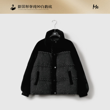 Me home yang italian black velvet xiaoxiang down jacket white goose down high-end new warm goose down jacket black one size 38 (100-120)