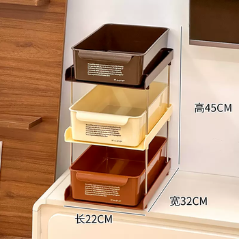 Yusenyi desktop snack rack dining table sideboard tea bags coffee drinks miscellaneous cosmetics coffee table storage box (three layers) milk white-dark coffee-light brown (three layers) milk white-dark coffee-light brown