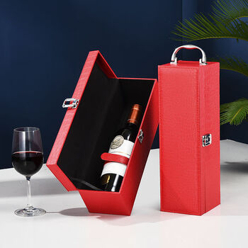 Fantasy red wine packaging gift box single leather box lafite wine box 1 wooden box leather case red crocodile pattern single no wine utensils