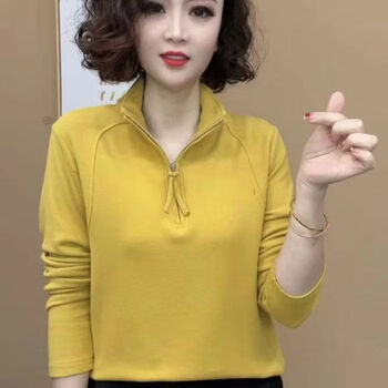 Threaded derong 2026 autumn and winter new solid color fashion versatile loose slimming half-zip bottoming women's top purple 5xl recommended 165-180 catties