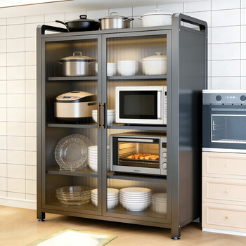 Cao wei kitchen storage rack multi-layer floor-to-ceiling storage cabinet household multi-functional storage cabinet cupboard sideboard integrated wall-mounted gray 35 deep - qc certified extra thick steel odorless five layers - length 120*height 151cm lifetime warranty