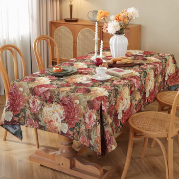 Yusen recalls the ancient ethnic style bohemian tablecloth american cotton and linen jacquard fabric tablecloth rectangular tablecloth oil painting large flower 90x90cm