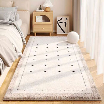 Yusenyi light luxurious cream style bedroom carpet master bedroom room bedside rug b&b floor mat bed front foot mat machine washable mottled gray dots thickened environmentally friendly bottom imitation cashmere 10x00cm