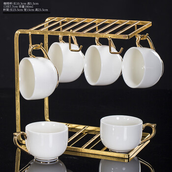 Mppmck mutton fat jade porcelain coffee cup and saucer set jade white porcelain tea cup solid color modern light luxury with cup holder for home office tea making 6 pieces of gold tea cups + cup holder below 200ml