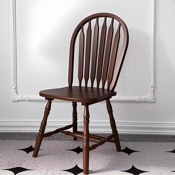 Fantasy retro french internet celebrity backrest wabi-sabi style designer coffee shop dessert dining table and chairs american windsor chair dark walnut color