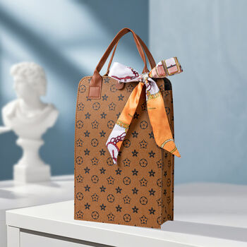 Fantasy red wine packaging gift box double wine box empty box portable gift bag red wine box coffee flower hard portable double silk scarf