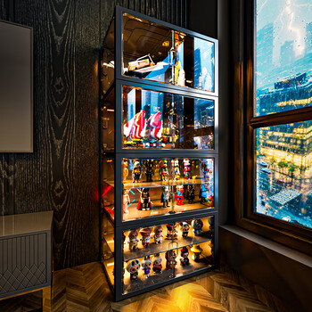 Coleshome figure display cabinet blind box display shelf up to household toy building blocks transparent applicable model storage box remote control lamp * 4 47 wide 7 layers with 3 partitions - with battery