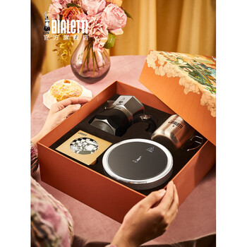 He jiagong gift selection steam age moka pot gift box hand-brewed coffee pot set steam age gift box classic single valve octagon style