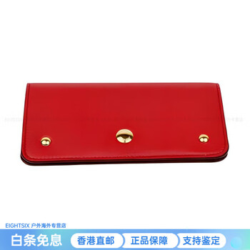 Burberry (burberry) folding snap button solid color leather wallet women's red basic outfit (bag + dust bag)