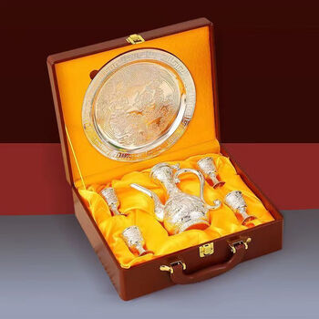 Xiyuanji quality same style sterling silver s999 silver wine set palace style chinese white wine pot baifu household silver wine pot festival baifu wine set 6 pieces practical and affordable _last 50 orders