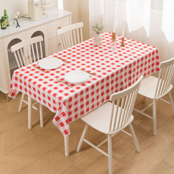 Fantasy tablecloth plaid tablecloth disposable coffee table table mat red and white woven grid disposable 180x137cm large dining table