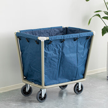 Huishan stainless steel linen cart hotel service cart laundry room for dry cleaners storage hand push dirty linen recycling cart 40 iron paint