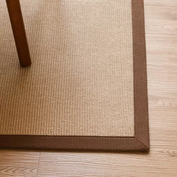 Yusenyi new chinese jute carpet living room coffee table log handmade tea room study home bedroom whole floor mat can be customized jute small thread square brown edge 1500 pieces 1500mm2000mm