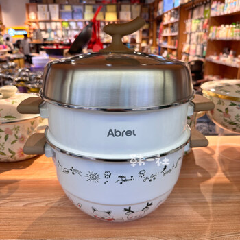 Amboli enamel steamer household thickened steamer induction cooker gas steaming and stewing multifunctional enamel pot gift steamer large () 353036cm